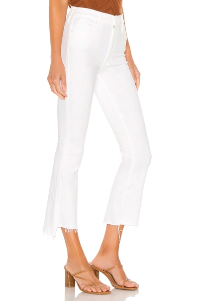 Mother Petites Lil Insider Mid Rise Crop Step Fray Jeans In Fairest Of Them All In White
