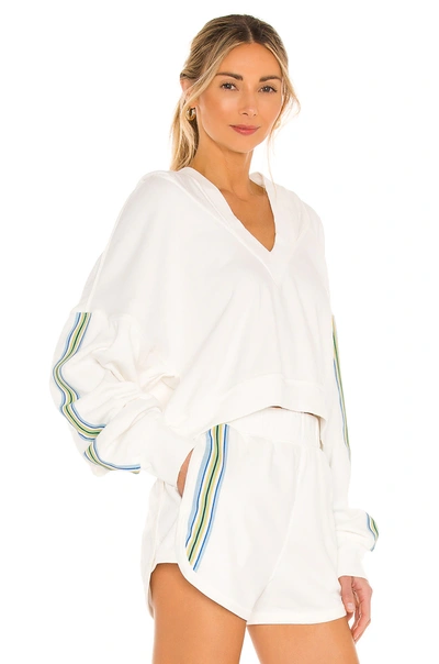 Shop Free People X Fp Movement Grand Slam Sweat Striped Hoodie In White Stripe Combo