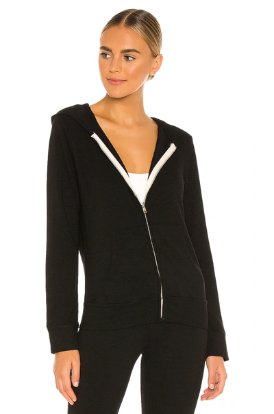 Shop Monrow Supersoft Zip Up Hoodie In Black