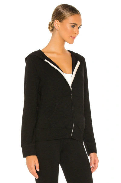 Monrow Supersoft Zip Up Hoodie In Black