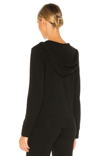 Monrow Supersoft Zip Up Hoodie In Black