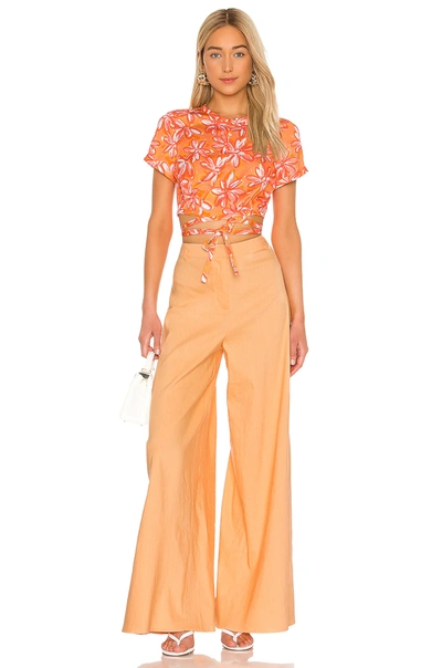 Shop L'academie The Abelle Crop Top In Orange Floral