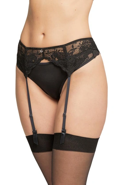 Shop Montelle Intimates Lace Garter Belt In Black