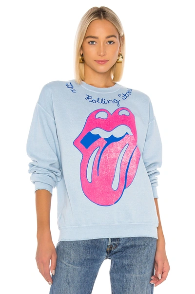 Shop Madeworn The Rolling Stones Chainstitch Sweatshirt In Blue Haze