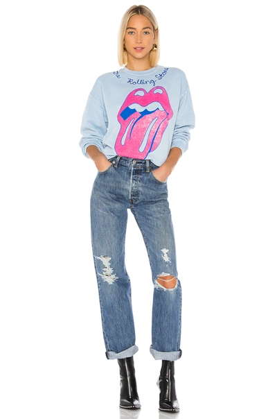Shop Madeworn The Rolling Stones Chainstitch Sweatshirt In Blue Haze