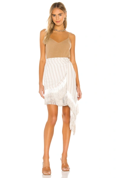 Shop L'academie The Saba Mini Skirt In White & Beige Stripe