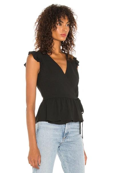 Shop 1.state Ruffle Sleeve Wrap Front Blouse In Rich Black