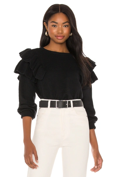 Shop 1.state Ruffle Sleeve Sweater In Rich Black