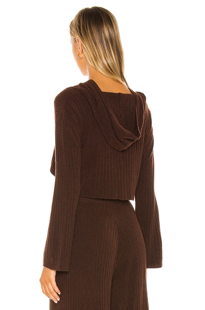 Shop Flook The Label X Revolve Rib Knit Hoodie In Chocolate