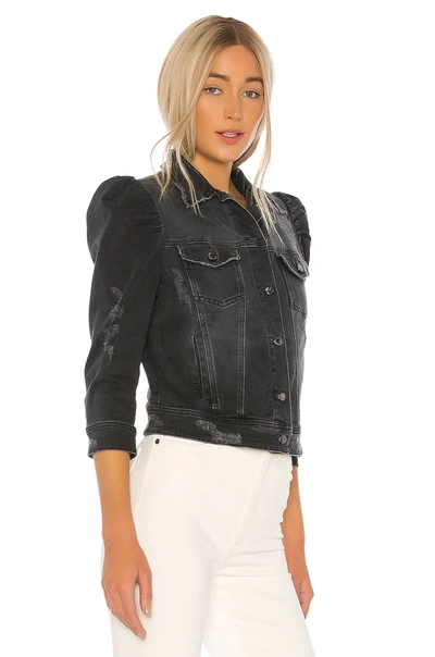 Retroféte Rissa Destroyed Denim Puff-sleeve Jacket In Faded Black