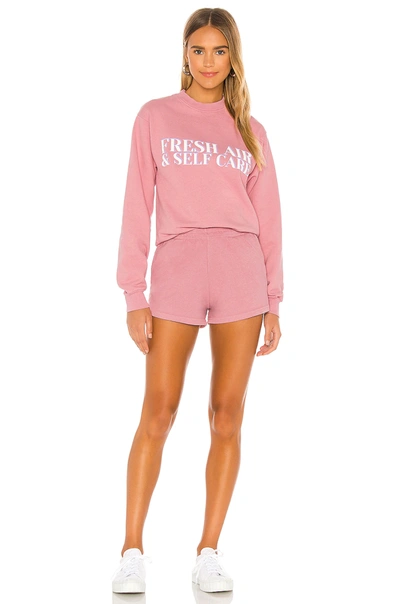 Shop Lovers & Friends Fresh Air Self Care Sweatshirt In Dusty Pink