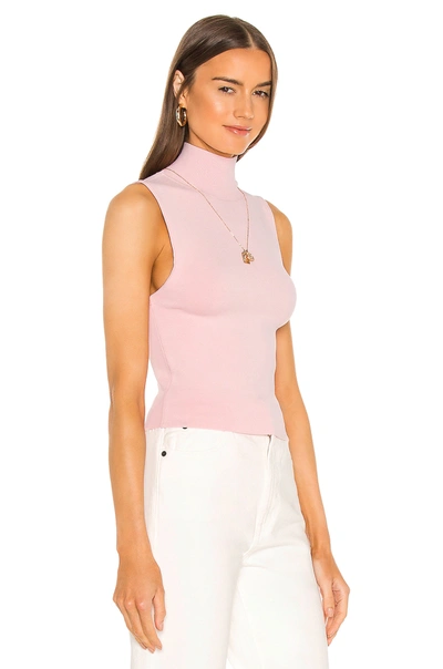 Shop Alice And Olivia Darina Mock Neck Fitted Tank In Blush