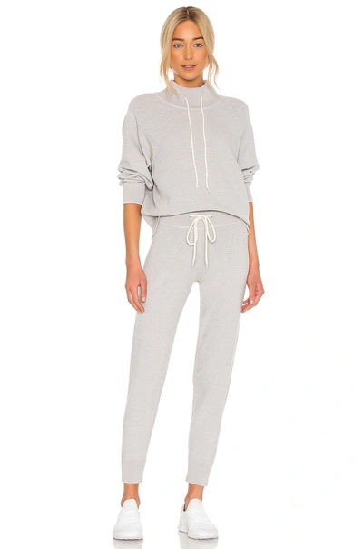 Varley Alice Knitted Cotton Sweatpants In Grey