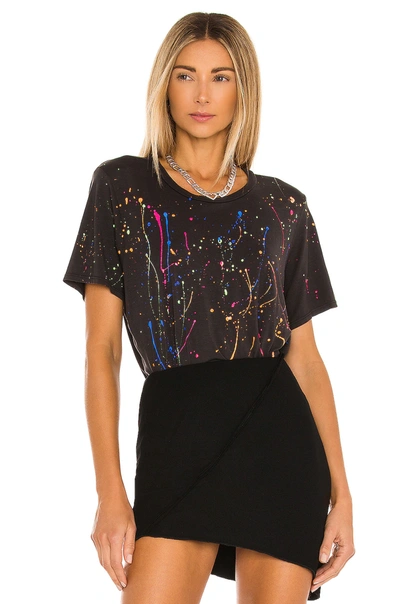 Shop Michael Lauren Roman Boyfriend Tee In Onyx & Neon Splatter