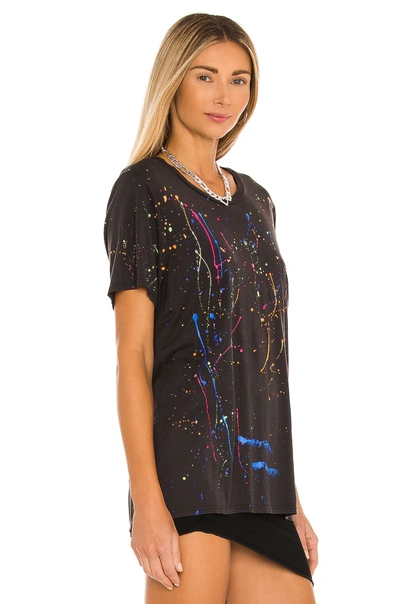 Michael Lauren Roman Boyfriend Tee In Onyx & Neon Splatter
