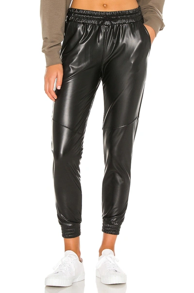 Shop La Made Shay Vegan Leather Jogger In Black