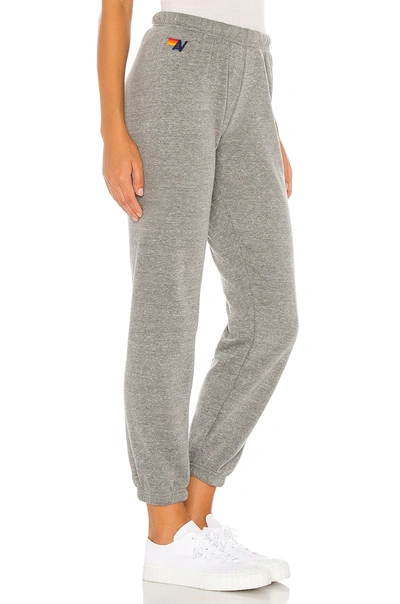 Shop Aviator Nation 5 Stripe Sweatpants In Heather Grey