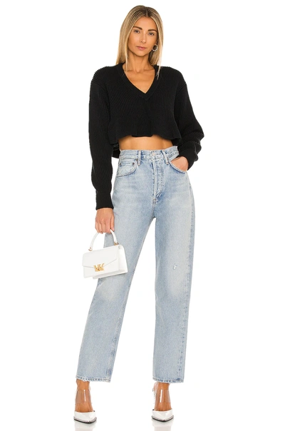 Shop Alexander Wang T Cropped V Neck Pullover In Black