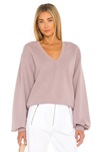 Shop Agolde V Neck Balloon Sleeve Sweatshirt In Taro