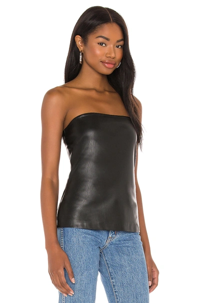 Susana Monaco Faux Leather Tube Top In Black