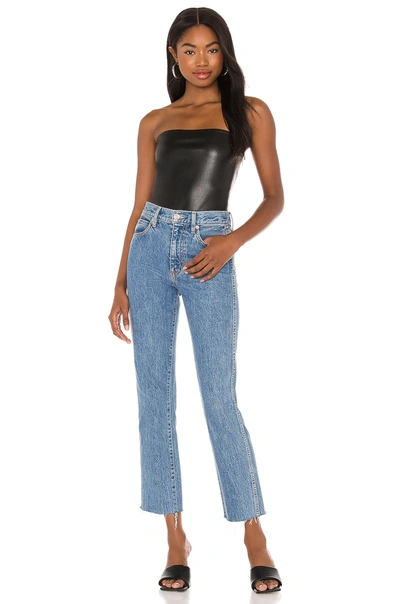 Susana Monaco Faux Leather Tube Top In Black
