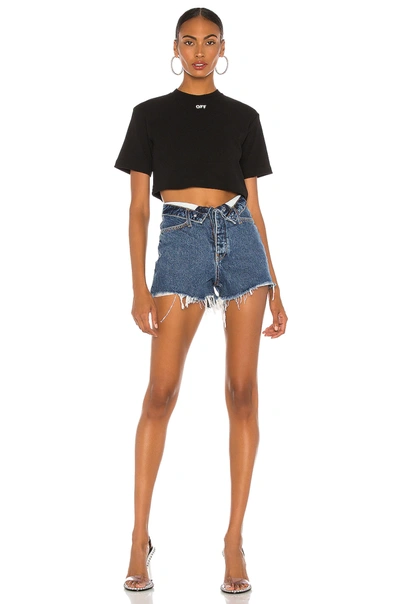 OFF-WHITE RIB CROPPED CASUAL TEE OFFR-WS71