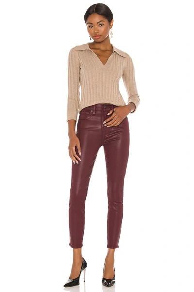 Shop 7 For All Mankind High Waisted Ankle Skinny Jean In Merlot Coated