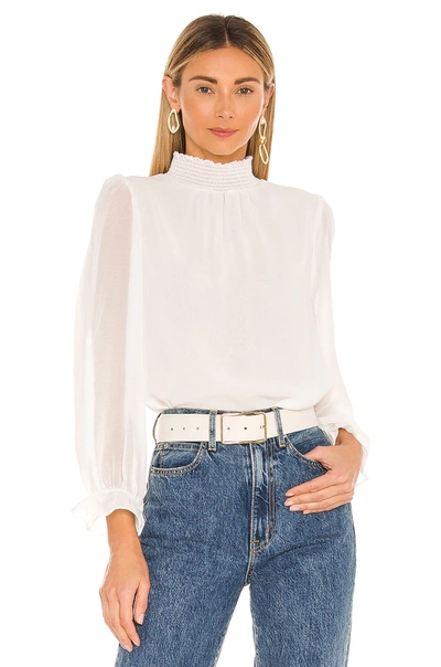 Shop 1.state Long Sleeve Smocked Neck Blouse In Soft Ecru