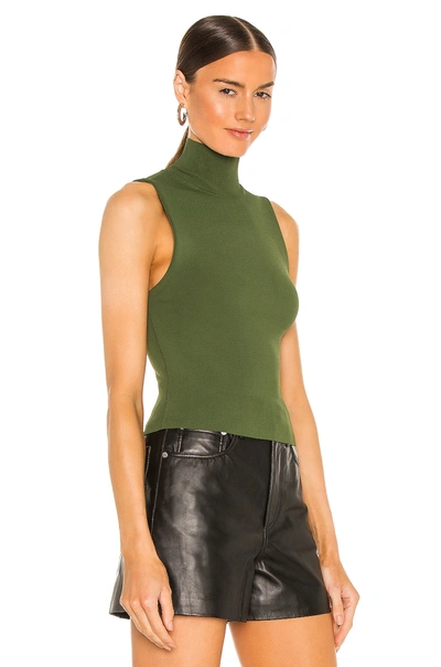 Shop Alice And Olivia Darina Mock Neck Fitted Tank In Army Green