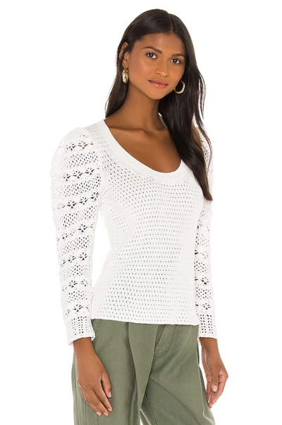 Shop Rebecca Taylor Crimp Cotton Pullover Sweater In Milk