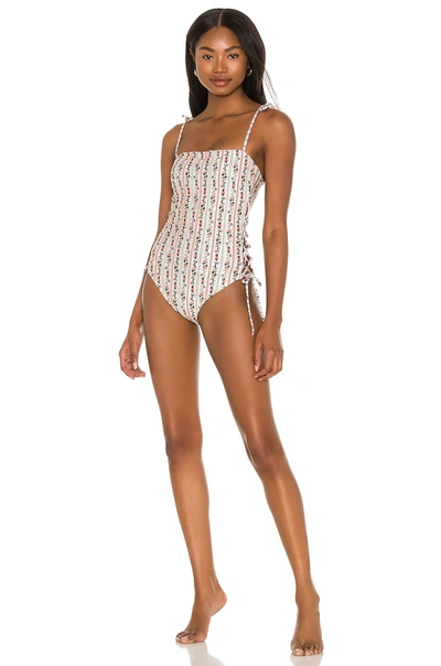 Shop Agua Bendita Sandy Papier Embroidered One Piece In Beige