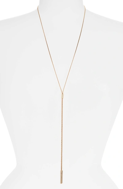 Shop Halogen Faceted Snake Chain Y-necklace In Gold