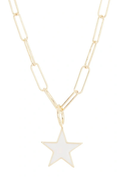 Shop Adornia Water Resistant Enamel Star Pendant & Paperclip Chain Necklace In White