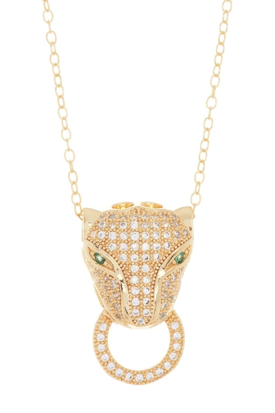 Shop Adornia 14k Gold Plated Sterling Silver Cubic Zirconia Jaguar Pendant Necklace In Yellow