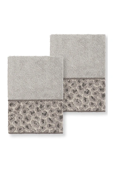 Linum Home Spots 2 Piece Washcloth Set Bedding In Light Grey