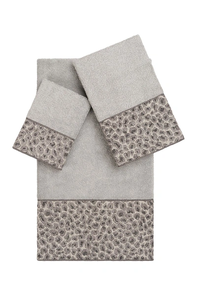 Shop Linum Home Spots 3-piece Embellished Towel In Light Grey