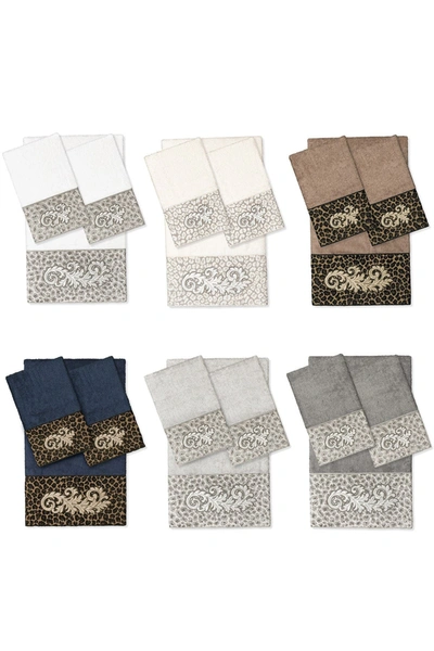 Shop Linum Home April 3-piece Embellished Towel In Dark Gray