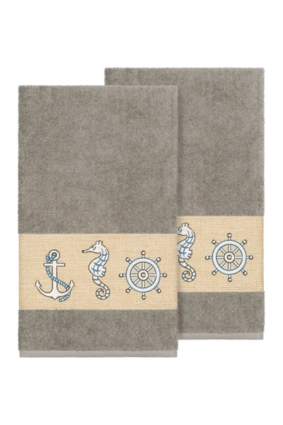 Shop Linum Home Easton Embellished Bath Towel In Dark Grey