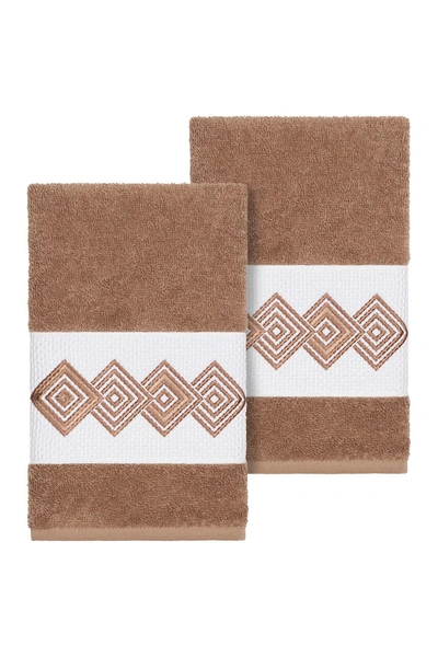 Shop Linum Home Noah Embellished Hand Towel In Latte