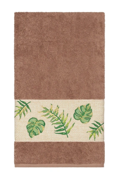 Shop Linum Home Zoe Embellished Bath Towel In Latte