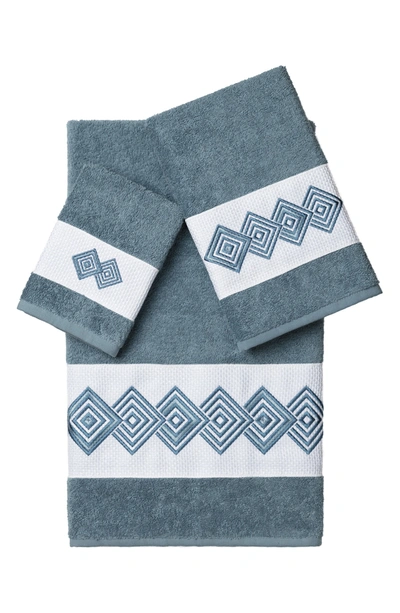 Shop Linum Home Textiles Noah 3-piece Embellished Towel Set In Teal