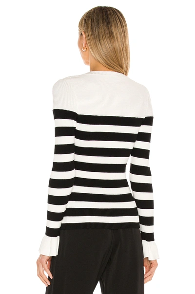 Shop Milly Button Shoulder Stripe Top In Ecru & Black