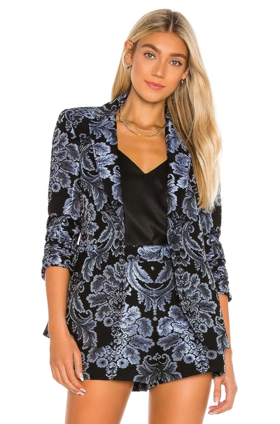 Shop Alice And Olivia Bristol Fitted Blazer In Black & Ultra Marine