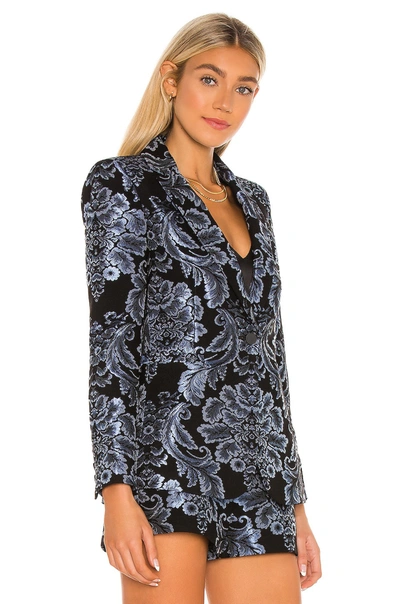 Shop Alice And Olivia Bristol Fitted Blazer In Black & Ultra Marine