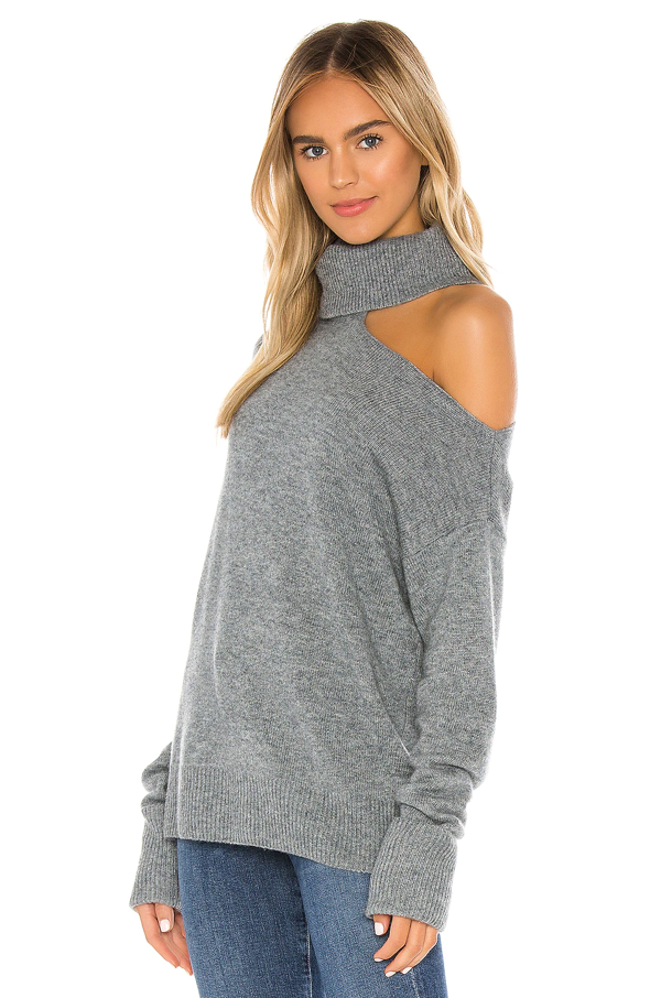Paige Grey Raundi Cold Shoulder Turtleneck Sweater In Heather Grey ...