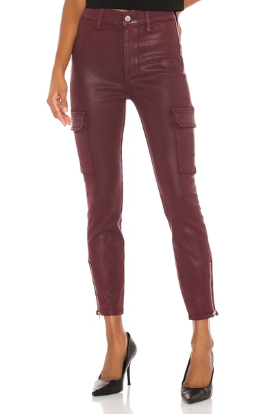Shop 7 For All Mankind Coated Skinny Cargo With Faux Front Pockets In Merlot Coated