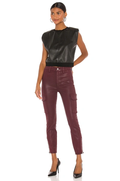 Shop 7 For All Mankind Coated Skinny Cargo With Faux Front Pockets In Merlot Coated