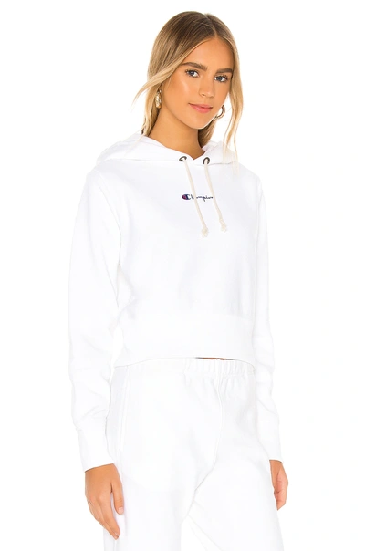 Shop Champion Central Script Hooded Sweatshirt In White