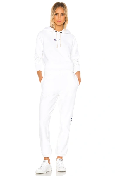 Shop Champion Central Script Hooded Sweatshirt In White