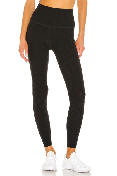 Beyond Yoga Caught In The Midi High-waist Space-dye Leggings In Darkest Night